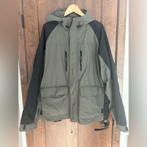 Cabelas Dry Plus Full Zip Jacket Nylon Waterproof Raincoat Mens 2XL Tall Gray